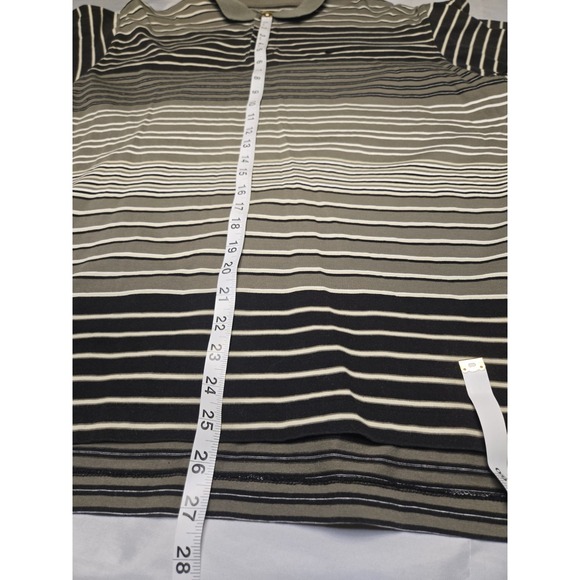 Nike Golf Mens Polo Shirt Large 100% Cotton Steiped Browns Embroidered Swoosh - Picture 2 of 8